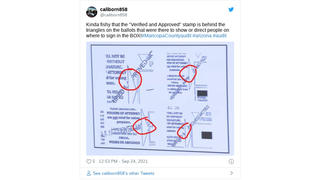 Fact Check: Ballots In Arizona Audit Did NOT Show 'Verified & Approved' Stamps Behind Triangles