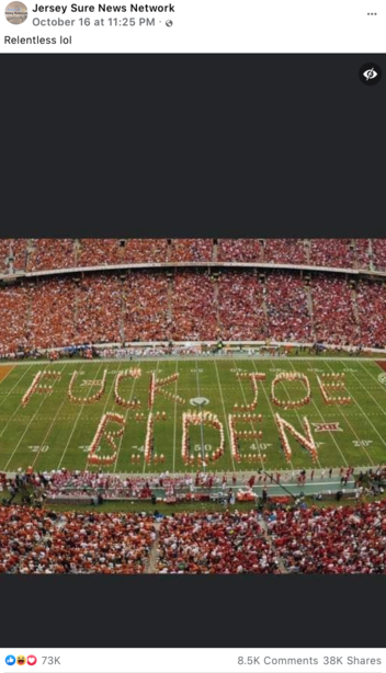 Fact Check: Image of Anti-Joe Biden Band Formation In Football Stadium Is NOT Real