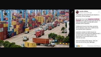Fact Check: LA Cargo Ship Traffic Jam Is NOT Caused By 'California Truck Ban' Legislation