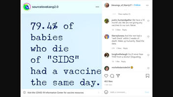 Fact Check: 79.4% Of Babies Who Died Of SIDS Did NOT Have A Vaccine The Same Day