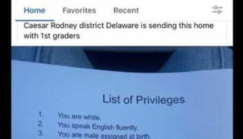 Fact Check: 'List Of Privileges' Was NOT Sent Home With First-Grade Students In Delaware