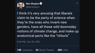 Fact Check: Ben Shapiro Did NOT Tweet Liberals 'Make Up Anatomical Parts ...'