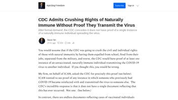 Fact Check: The CDC Did NOT Admit 'Crushing Rights of Naturally Immune Without Proof' In Response To Blogger's Document Request