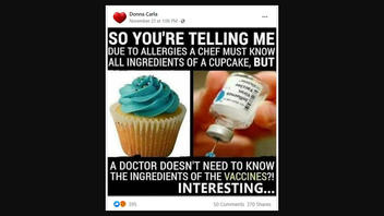 Fact Check: Vaccine Ingredients Are NOT Kept From Doctors, While Chefs Know All Cupcake Contents As Allergy Precaution