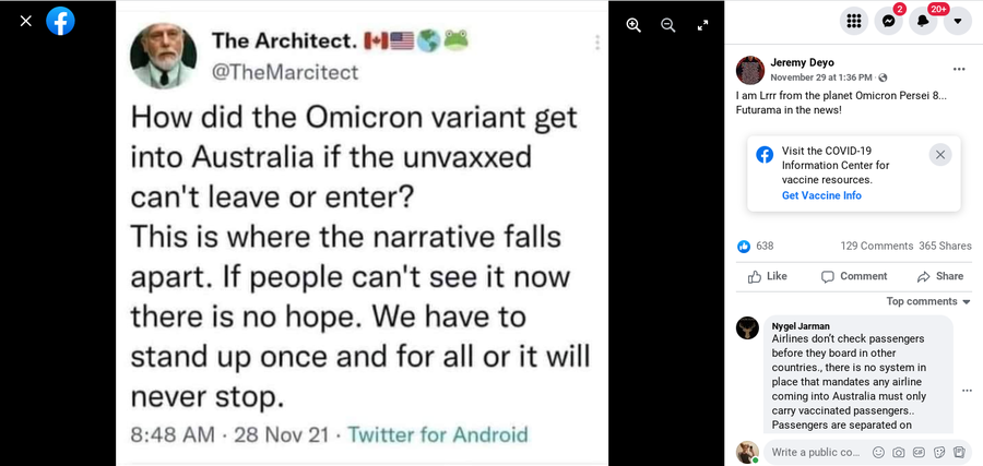 omicron variant into Australia FB post.png