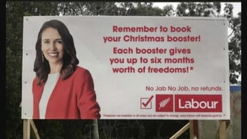 Fact Check: Prime Minister of New Zealand Did NOT Appear On A Billboard Promoting A 'Christmas Booster'