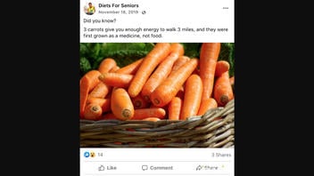 Fact Check: 3 Carrots Do NOT Give Everybody 'Enough Energy To Walk 3 Miles'