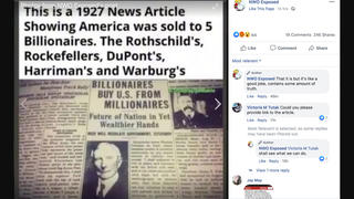 Fact Check: It's NOT Real: 1927 News Article 'Showing America Was Sold To 5 Billionaires' 