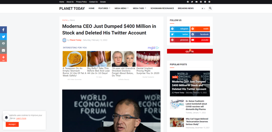 moderna CEO dumped stocks article screenshot.png