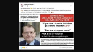 Fact Check: NO Evidence Nobel Laureate Luc Montagnier Said People Vaccinated, Boosted For COVID Should Test For AIDS, Then Sue Government