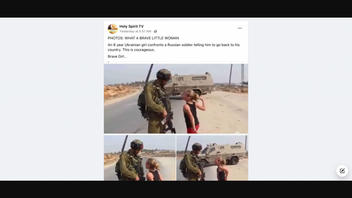 Fact Check: This Post Does NOT Show A Ukrainian Girl Standing Up To A Russian Soldier -- It's A Young Palestinian Activist And An Israeli Soldier