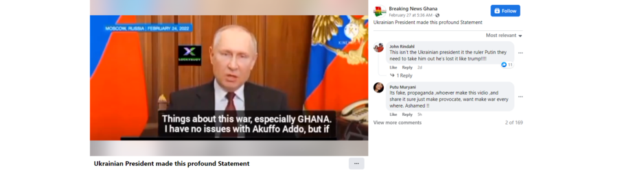 ukrainian president putin ghana FB post.png