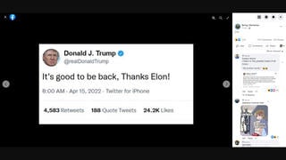 Fact Check: Trump Did NOT Post Tweet Thanking Elon Musk For Bringing Him Back To Twitter -- He's Still Suspended