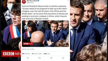 Fact Check: This Tweet Is FAKE -- French President Macron Did NOT Say Europe Needs To Be Prepared To Take Up To 60 Million Refugees