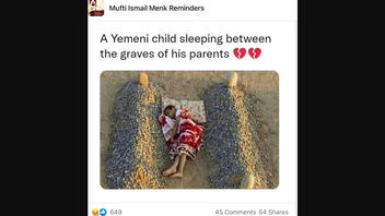 Fact Check: Photo Is NOT Of Yemeni Child Sleeping Between Parents' Graves -- It's Old Image From Art Project