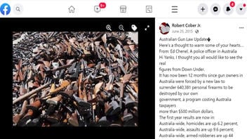 Fact Check: 'Australian Police Officer' Does NOT Detail Increase In Homicide Rate A Year After New Gun Control Laws Were Introduced