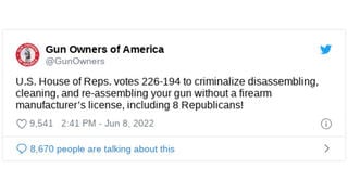 Fact Check: House Did NOT Vote to Criminalize Disassembling, Cleaning And Reassembling Your Gun