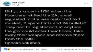 Fact Check: Well-Regulated Militia Was NOT Restricted To 1 Musket, 2 Spare Flints, 24 Bullets -- That Was The Minimum For 'Citizen'