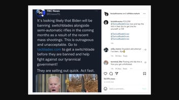 Fact Check: Tweet Claiming Biden 'Will Be Banning Switchblades Alongside Semi-Automatic Rifles' Is Fake