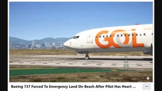 Fact Check: Boeing 737 NOT Forced To 'Emergency Land On Beach After Pilot Has Heart Attack' -- It's Gaming Video Footage