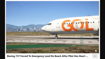 Fact Check: Boeing 737 NOT Forced To 'Emergency Land On Beach After Pilot Has Heart Attack' -- It's Gaming Video Footage