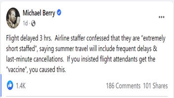 Fact Check: Flight Attendant Vaccine Mandate Did NOT Lead To Staffing Shortages, Widespread Flight Delays In June 2022