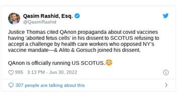 Fact Check: Clarence Thomas Did NOT Claim 'Aborted Fetus Cells' Are In COVID Vaccines In Decision Not To Take Up Challenge To NY Vaccine Mandate