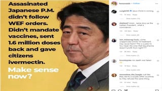 Fact Check: NO Evidence Japanese Ex-PM Abe Assassinated Because He Didn't Follow WEF Orders, Didn't Mandate COVID Vaccines, Gave Citizens Ivermectin