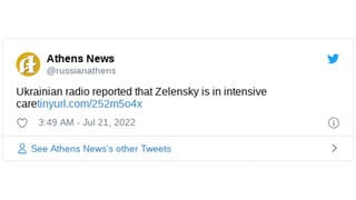 Fact Check: Zelenskyy Was NOT Rushed To Hospital, Was NOT In Intensive Care On July 21, 2022