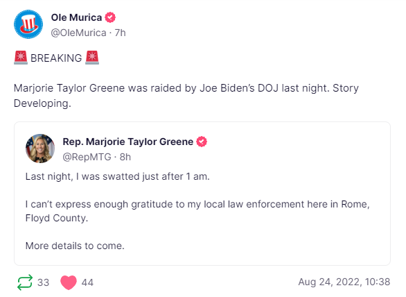 marjorie taylor greene doj Truth Social post.png