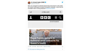 Fact Check: BBC Did NOT Change Website Banner From Red To Black Before Queen Elizabeth's Death Was Announced