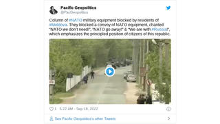Fact Check: Video Does NOT Show 'Column Of NATO Military Equipment Blocked By Residents Of Moldova' on September 18, 2022