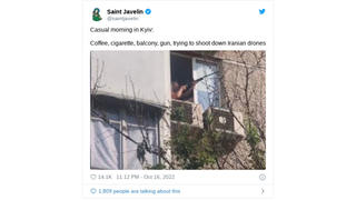Fact Check: This Is NOT Recent Photo From Kyiv Of Man Shooting At Iranian Drones From His Balcony Window