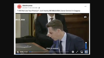 Fact Check: Sen. Josh Hawley Did NOT Refuse To Use 'Liberal General's' Pronoun In Congress