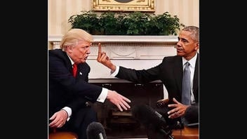 Fact Check: Oval Office Photo Does NOT Show Obama Giving Trump The Middle Finger in 2016 -- It's An Altered Image