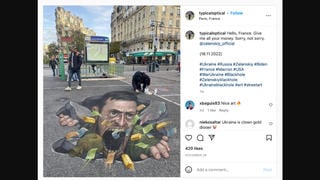 Fact Check: NO Evidence That Graffiti Showing Zelenskyy Eating Money Ever Appeared In Paris