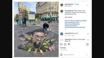 Fact Check: NO Evidence That Graffiti Showing Zelenskyy Eating Money Ever Appeared In Paris