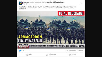 Fact Check: 80,000 Ukrainian Troops Have NOT Imposed A 'Total Blockade' On Russian Forces In The Donetsk Region