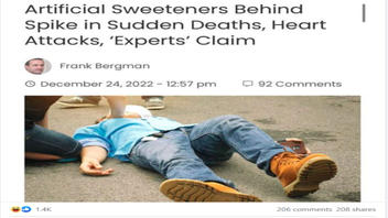 Fact Check: Experts In Study Do NOT Claim Artificial Sweeteners Behind Spike In 'Sudden Deaths, Heart Attacks'