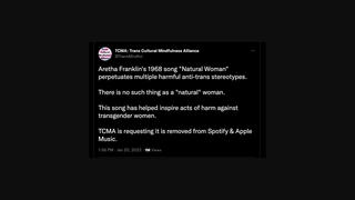 Fact Check: Satirical TMCA Tweet TCMA Demanding Aretha Franklin's 'Natural Woman' Spotify Removal Is NOT Real -- 'Trans Cultural Mindfulness Alliance' Is a Spoof