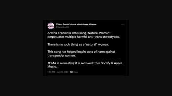 Fact Check: Satirical TMCA Tweet TCMA Demanding Aretha Franklin's 'Natural Woman' Spotify Removal Is NOT Real -- 'Trans Cultural Mindfulness Alliance' Is a Spoof