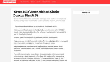 Fact Check: 'Green Mile' Actor Michael Clarke Duncan Did Die ... In 2012