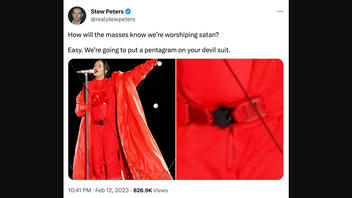 Fact Check: Rihanna Did NOT Wear A Pentagram Symbol On Her Belt At The Superbowl