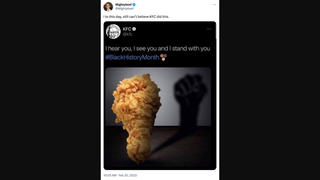 Fact Check: KFC Did NOT Tweet Image Of Chicken Drumstick And Shadow Of Raised Fist For Black History Month