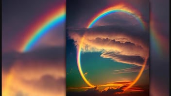 Fact Check: Colorful Image Is NOT A Real Photo Of A 'Complete Rainbow' Captured By Pilot At 30,000 Feet