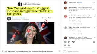 Fact Check: NO Evidence New Zealand's 'Biggest Increase In Registered Deaths In 100 Years' Related To COVID Vaccine