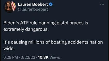 Fact Check: Lauren Boebert Satirical Tweet About 'Millions Of Boating Accidents' Caused By ATF Pistol Braces Ban Widely Misinterpreted