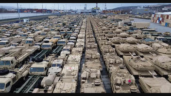 Fact Check: Caption NOT Correct: Video Shows NATO Equipment Being Shipped To US From Europe