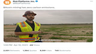 Fact Check: Video By Bitcoin Mining Company Riot Platforms Does NOT Prove Zero Carbon Emissions