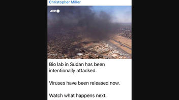 Fact Check: Photo Does NOT Show Sudan Bio Lab Smoking April 25, 2023 After An Attack -- Snip Is From April 20 Video of Airport 